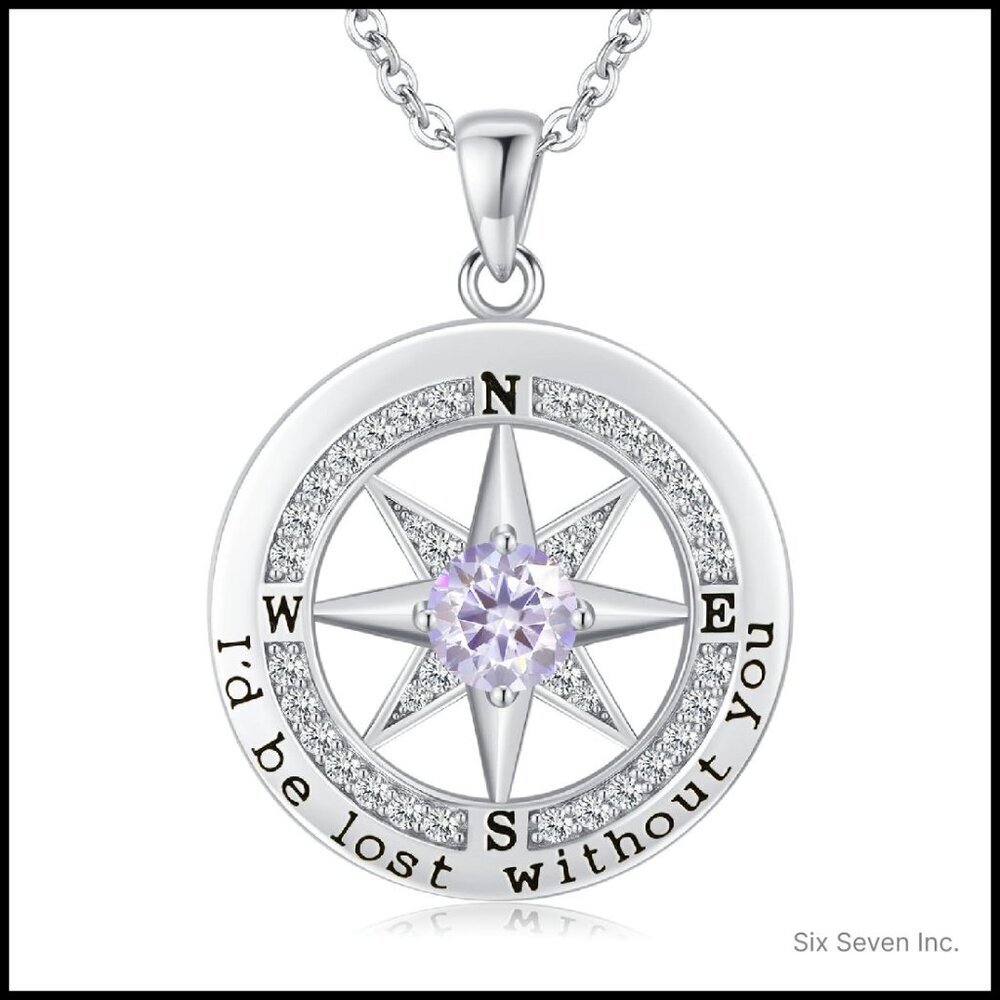 Sterling Silver Compass Necklace Elegant Minimal Chic Anniversary Gift